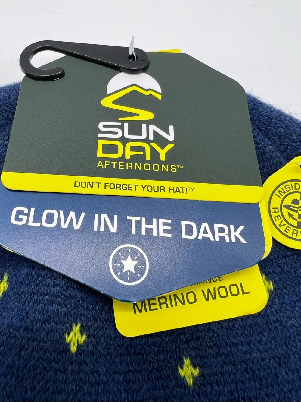 Sun Day Afternoons Unisex Glow-in-the-Dark Merino Stellar Beanie - Navy/Gray NWT